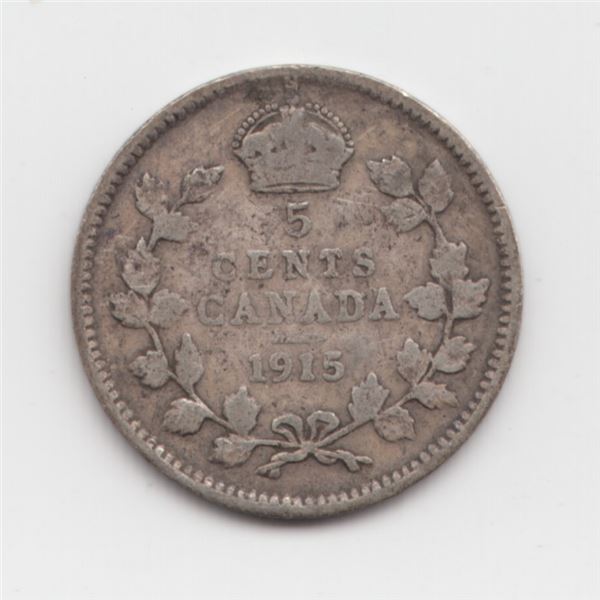 1915 Canada 5 Cent Silver Coin