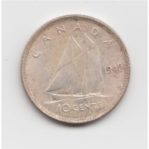 1942 Canada 10 Cent Silver Coin