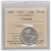 Image 1 : 1911 Canada 25 Cent ICCS VF30 Cleaned