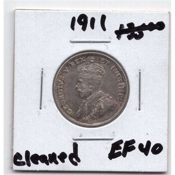 1911 Canada 25 Cent Silver Coin