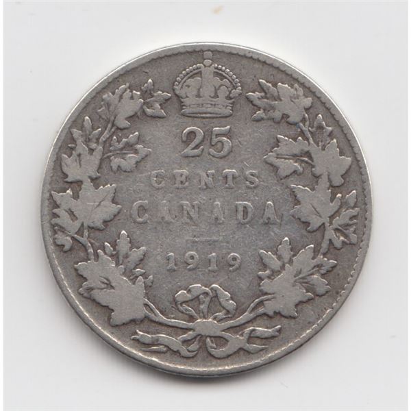 1919 Canada 25 Cent Silver Coin