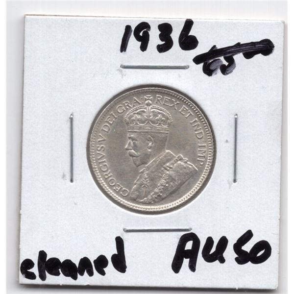 1936 Canada 25 Cent Silver Coin