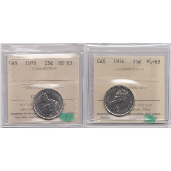 1976 Canada 25 Cent ICCS Coins