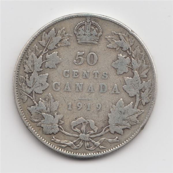 1919 Canada 50 Cent Silver Coin