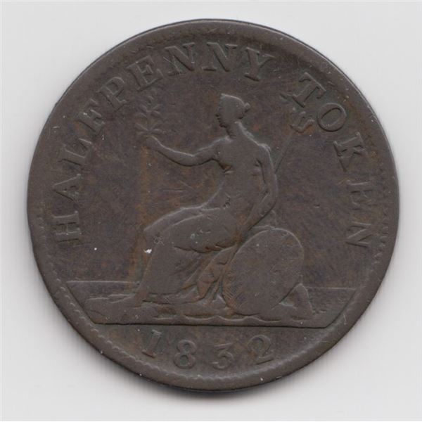 1832 Upper Canada 1/2 Penny Token