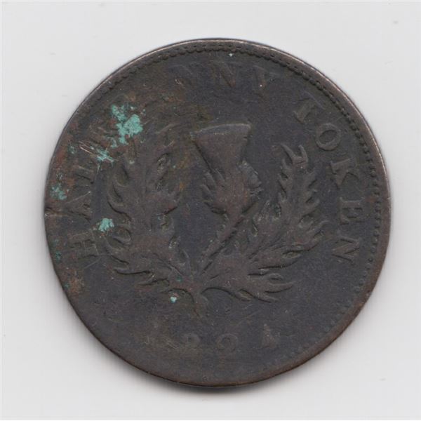 1824 Nova Scotia Half Penny Token