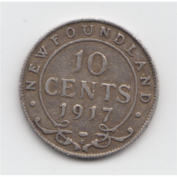 1917 Newfoundland 10 Cent Silver Coin