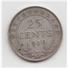 1919 Newfoundland 25 Cent Silver Coin