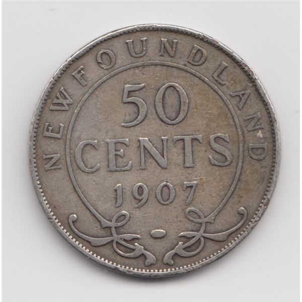 1907 Newfoundland 50 Cent Silver Coin