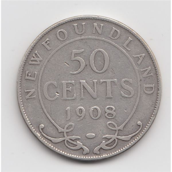 1908 Newfoundland 50 Cent Silver Coin