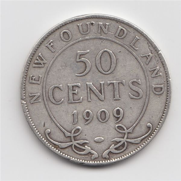 1909 Newfoundland 50 Cent Silver Coin
