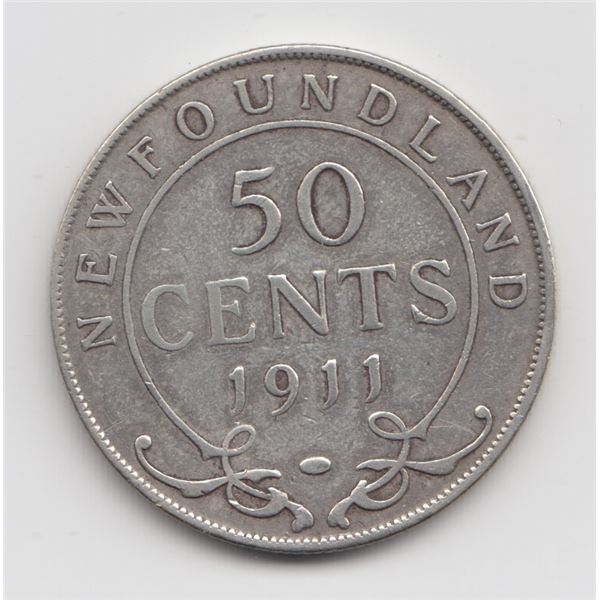 1911 Newfoundland 50 Cent Silver Coin