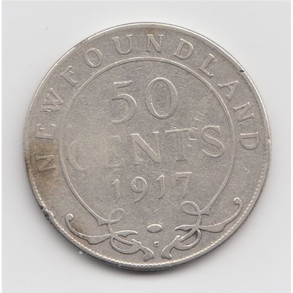 1917 Newfoundland 50 Cent Silver Coin