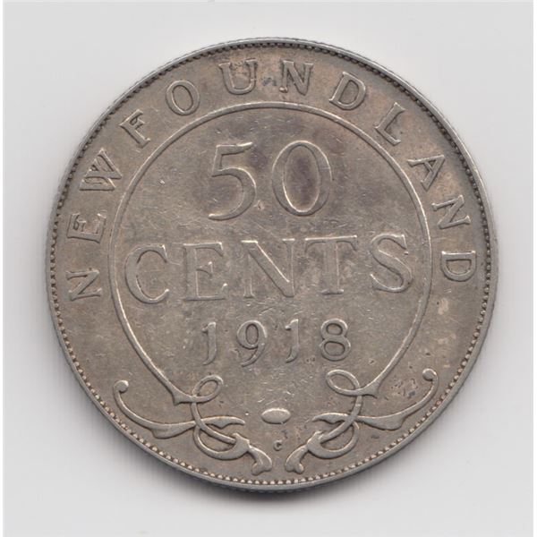 1918 Newfoundland 50 Cent Silver Coin