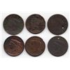 Lot of 6 United States Large Cents