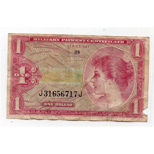 US $1 Military Payment Certificate