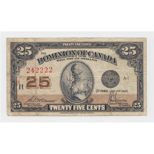 1923 Dominion of Canada 25 Cents Note