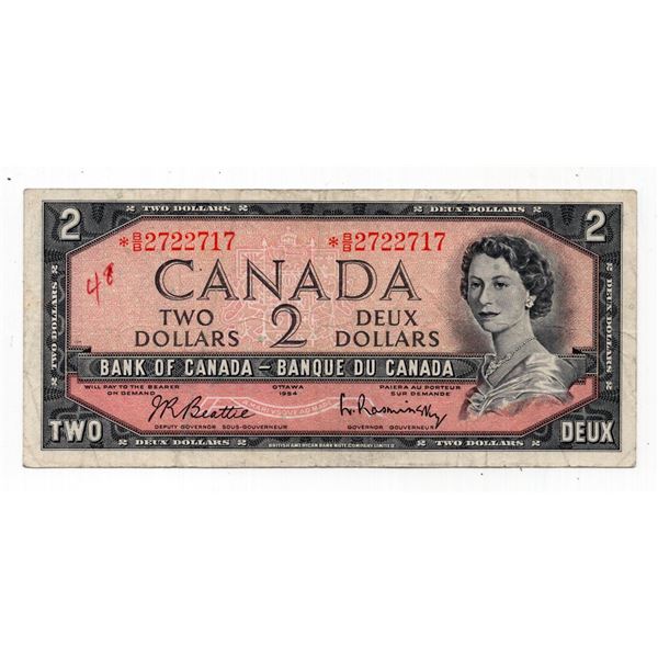 1954 Bank of Canada $2 Replacement Note