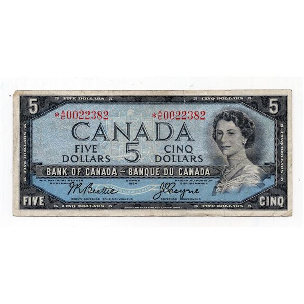 1954 Bank of Canada $5 Replacement Note