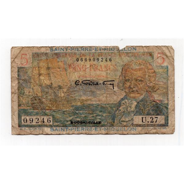 Saint Pierre et Miquelon 5 Francs Note
