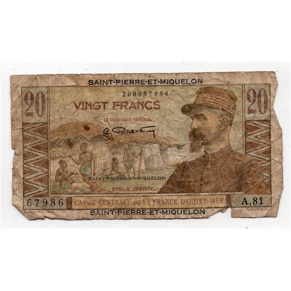 Saint Pierre et Miquelon 20 Francs Note
