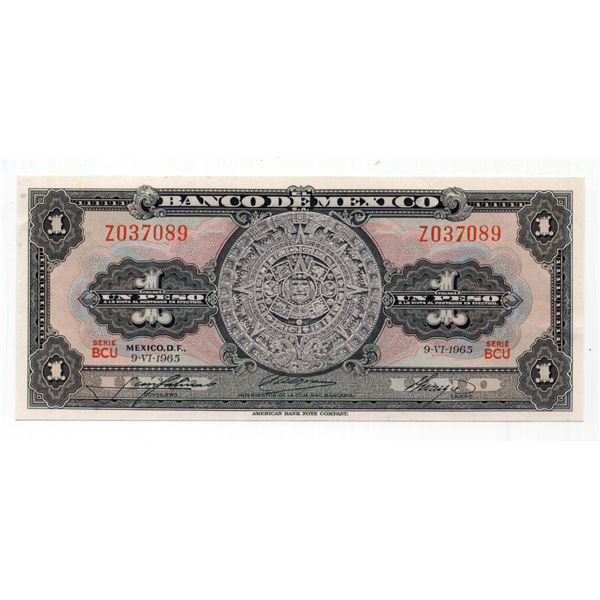 1965 Mexico 1 Peso Banknote