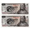 Image 1 : 2 Consecutive 1971 Mexico 5 Pesos Notes