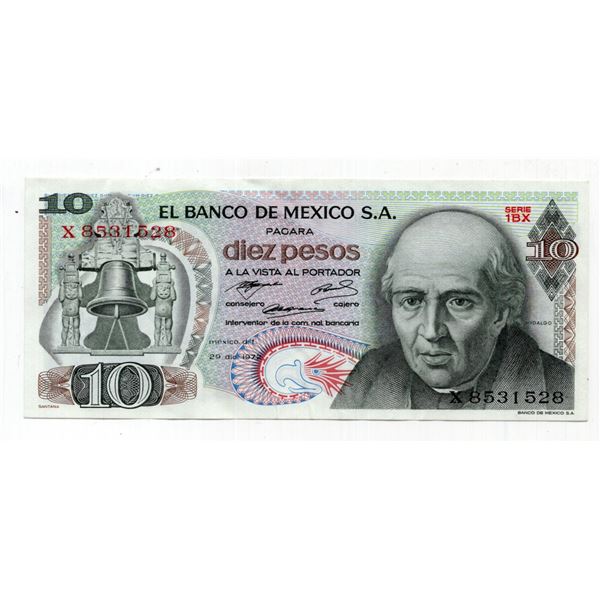 1972 Mexico 10 Pesos Note