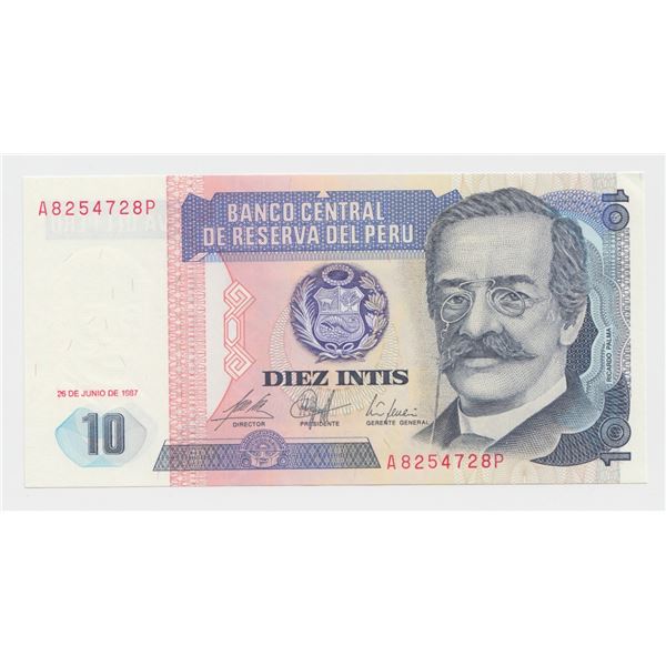 1987 Peru 10 Intis Note