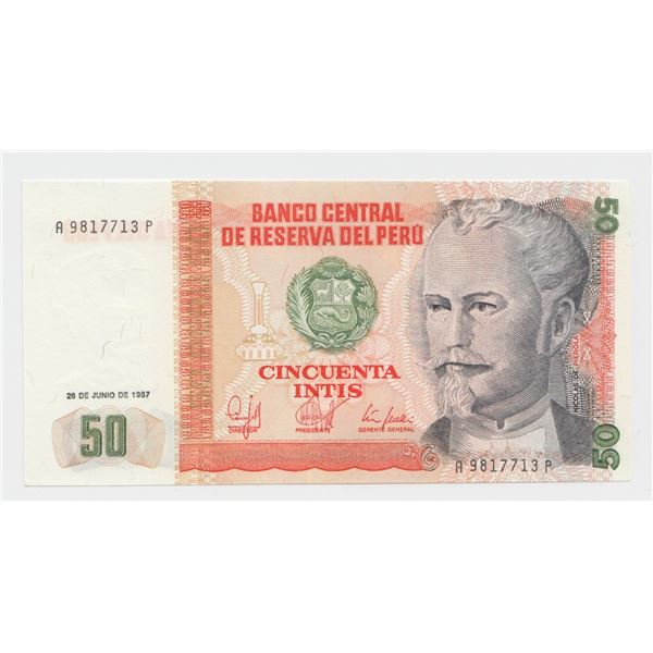 1987 Peru 50 Intis Note