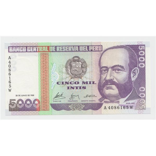 1988 Peru 5000 Intis Note