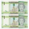 Image 1 : 2 Consecutive 2010 Jersey 1 Pound Notes