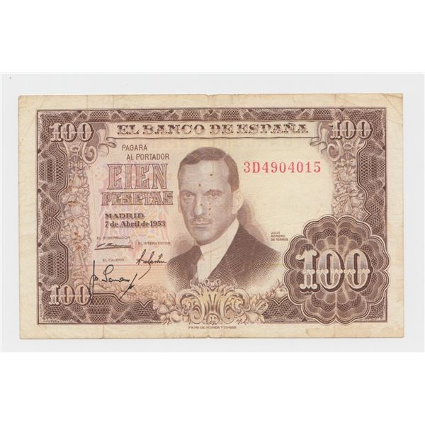 1953 Spain 100 Pesetas Note