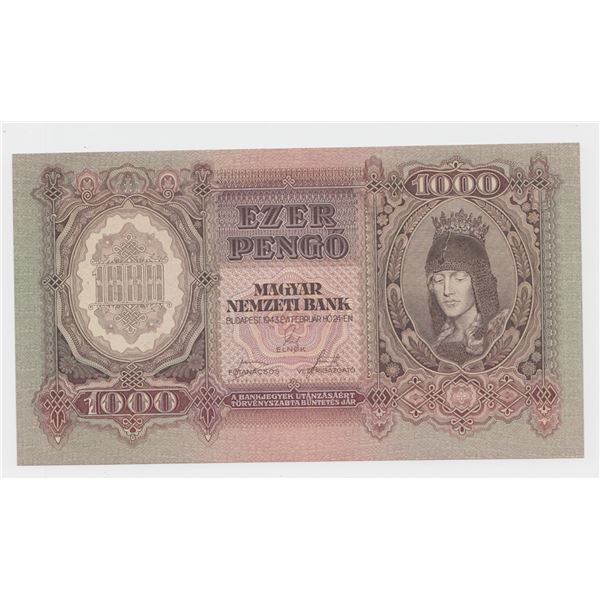 1943 Hungary 1000 Pengo Note