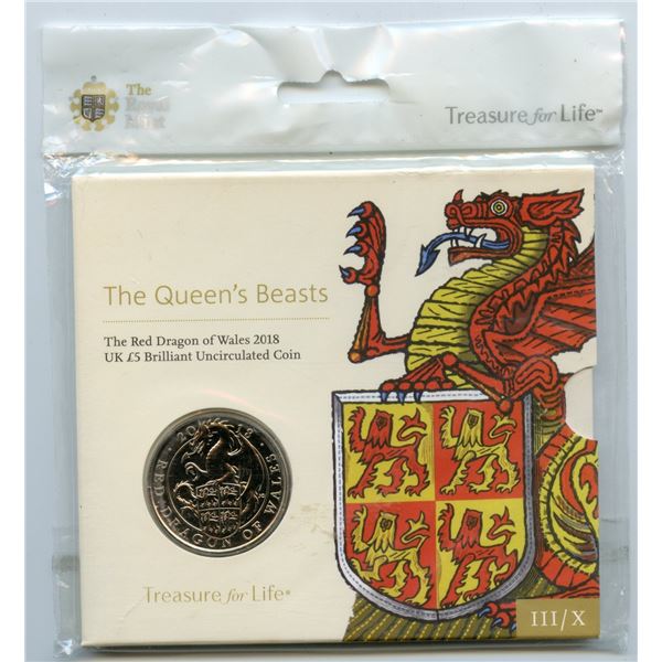 2018 UK Queen's Beasts 5 Pound Unc Coin