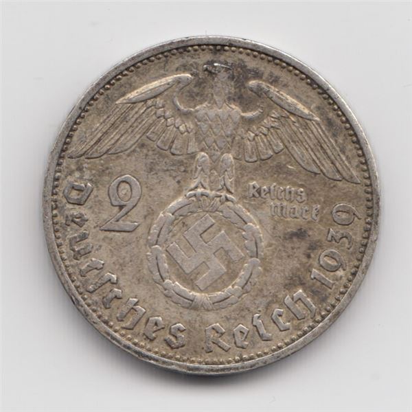 1939 A Germany 2 Mark Silver Coin