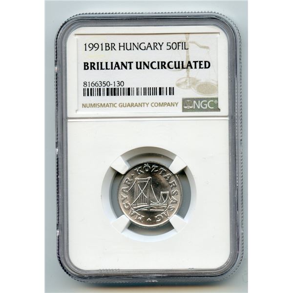 1991 Hungary 50 Filler NGC BU