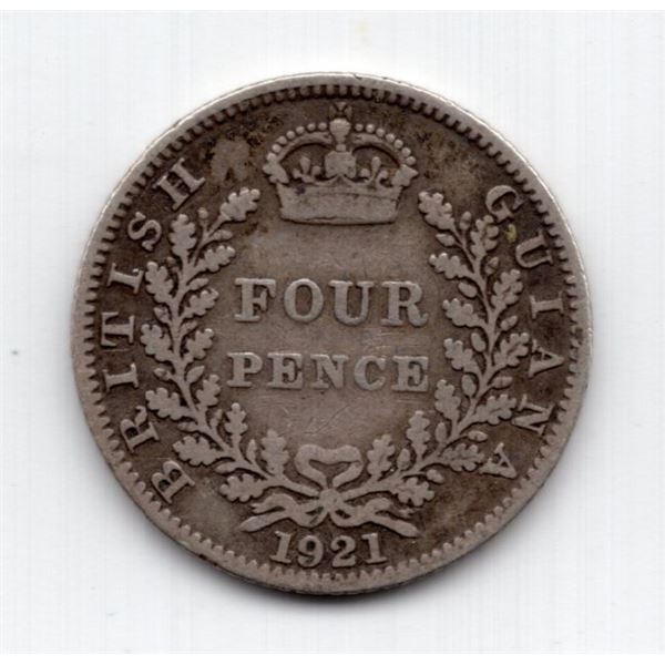 1921 British Guiana 4 Pence Silver Coin