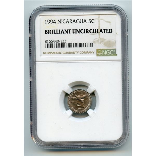 1994 Nicaragua 5 Centavos NGC BU