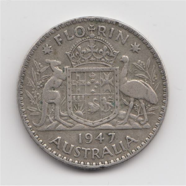 1947 Australia Florin Silver Coin