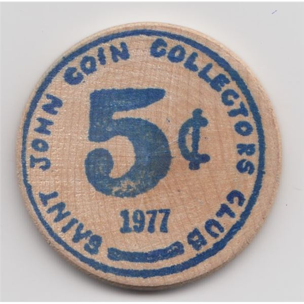 1977 Saint John Coin Club Wooden Nickel