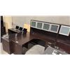 Image 2 : DARK WOOD EXECUTIVE 66" X 66" CORNER DESK W/ HUTCH