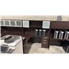 Image 2 : DARK WOOD EXECUTIVE 66" X 66" CORNER DESK W/ HUTCH