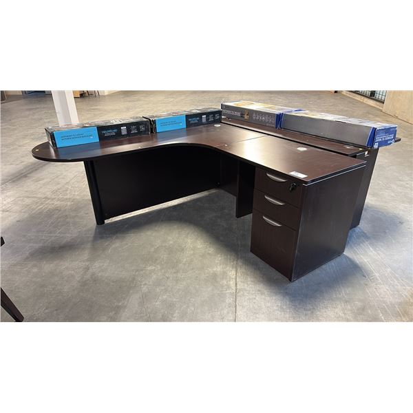 DARK WOOD BULLET TOP 6' X 6' L-SHAPE DESK