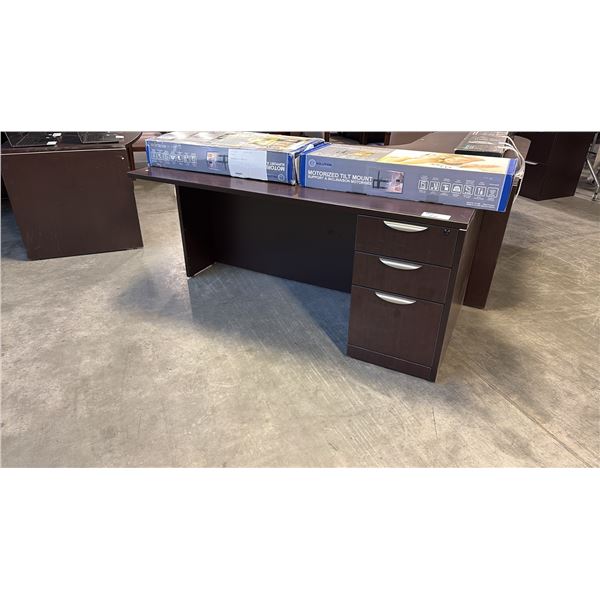 DARK WOOD 6' FT SINGLE PEDESTAL DESK