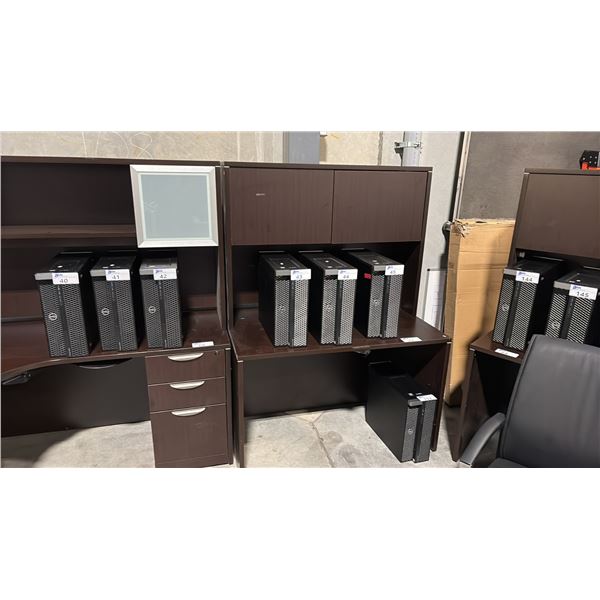 DARK WOOD 48" WIDE COMPUTER DESK WITH HUTCH