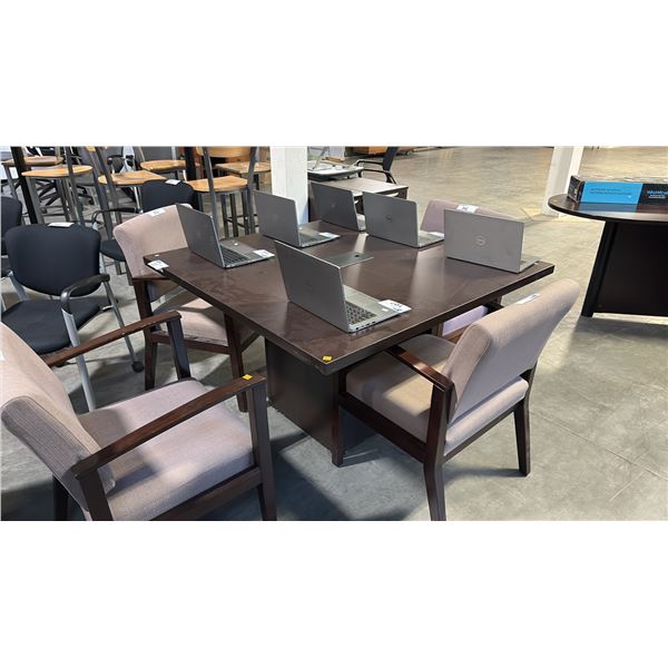 DARK WOOD 4' X 4' CONFERENCE TABLE