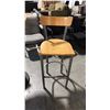 Image 2 : MAPLE BAR HEIGHT TABLE AND 3 WOOD BACK BAR STOOL SET