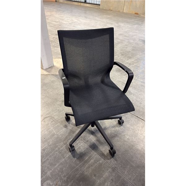 HEARTWOOD BARCELONA BLACK MESH TILTED CHAIR