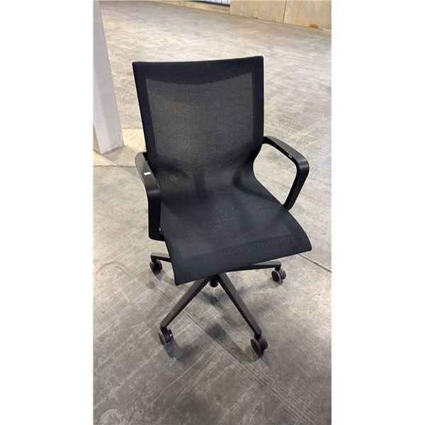HEARTWOOD BARCELONA BLACK MESH TILTED CHAIR